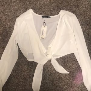 White front tie shirt